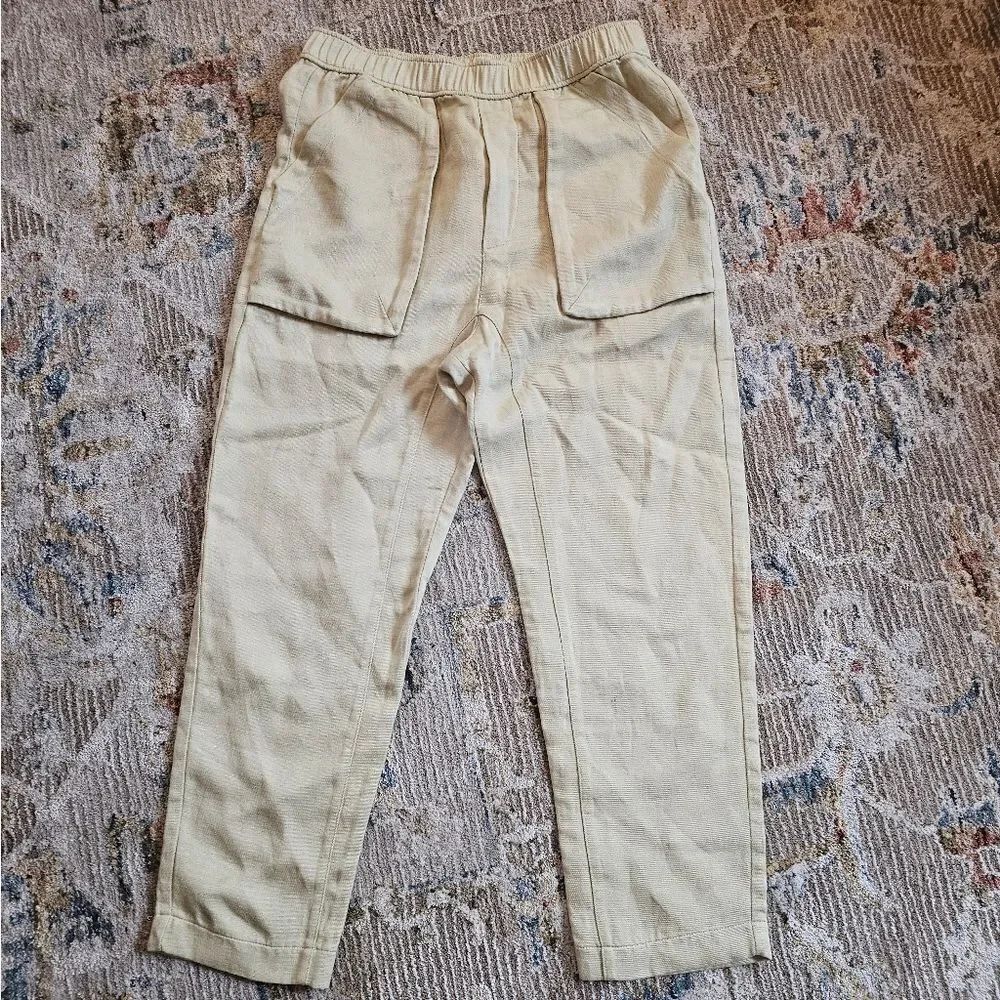 Zara pale yellow cropped pants. Sz s with 24" inseam. Cotton/linen blend, like n